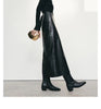 High Waisted Leather Maxi Skirt