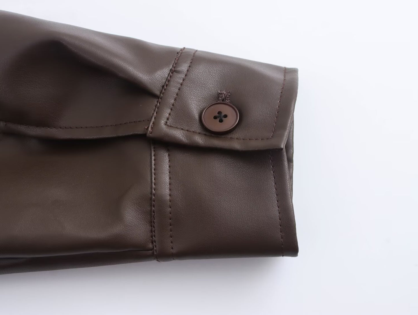 Women Faux Leather Bomber Jacket with Zipper Front