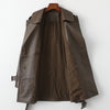 Mid length women leather trench jacket coat