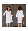 White linen shirt dress v neck half sleeve summer casual