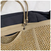 Woven Straw Beach Bag with PU Leather Trim