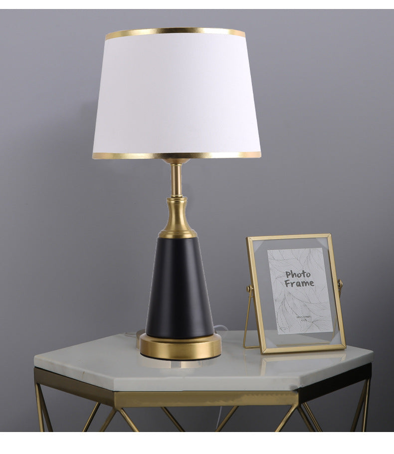 Modern scandinavian brass black table lamp White-D18cm H47cm Button Switch 110V-120V For US CA