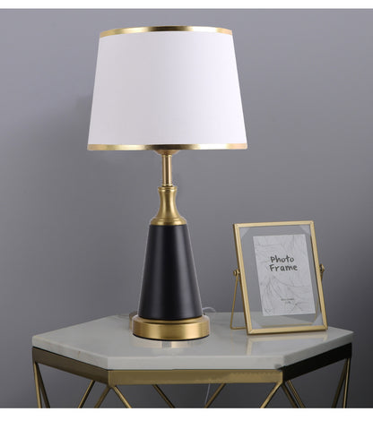 Modern scandinavian brass black table lamp White-D18cm H47cm Button Switch 110V-120V For US CA