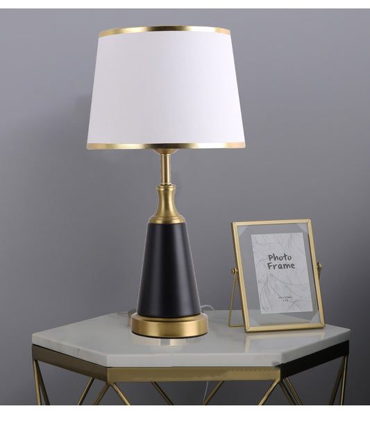 Modern scandinavian brass black table lamp White-D18cm H47cm Button Switch 110V-120V For US CA