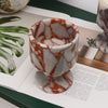 Natural Marble Goblet Candle Holder with Rounded Stem and Red Veining