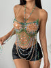 Handmade beaded halter body chain top