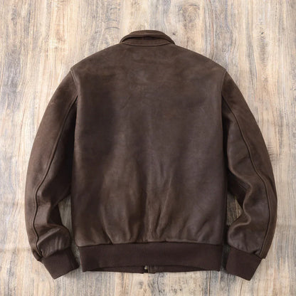 Men Brown A2 Cowhide Flight Leather Jacket