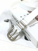 Retro silver buckle cowhide women leather belt