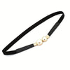 Pearl buckle thin waist belt for women