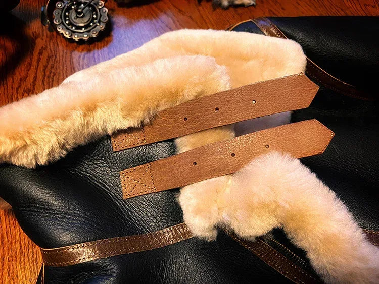 Genuine Shearling Bomber Aviator Jacket Mens