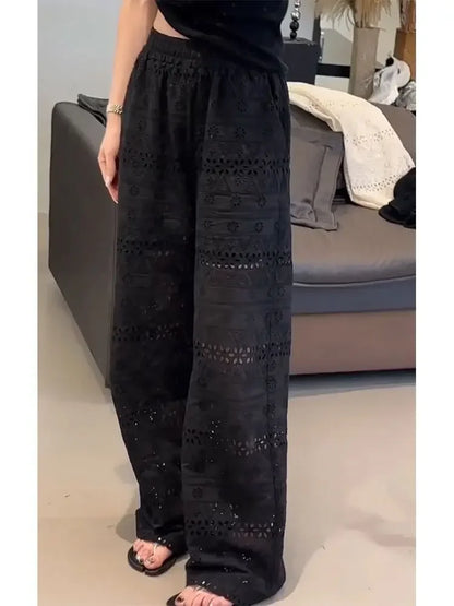 Women Wide Leg Summer Trousers High Waist