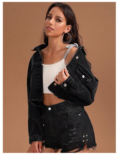 women Drop Shoulder Denim Jacket