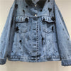 Women’s Contrast Collar Beaded Denim Jacket