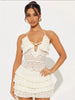 Lace halter ruffle mini dress for women
