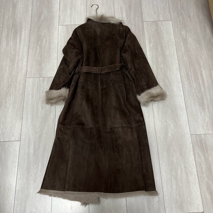 Women Suede Jacket Long Sheepskin Coat