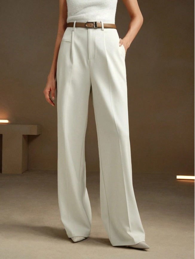 High waist white straight leg pants