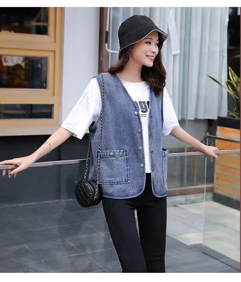 denim sleeveless jean vest