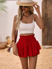 Ruffle Hem Smocked High Waist Skort for Women