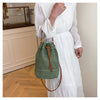 Straw Beach Bucket Bag for Women with Leather Strap