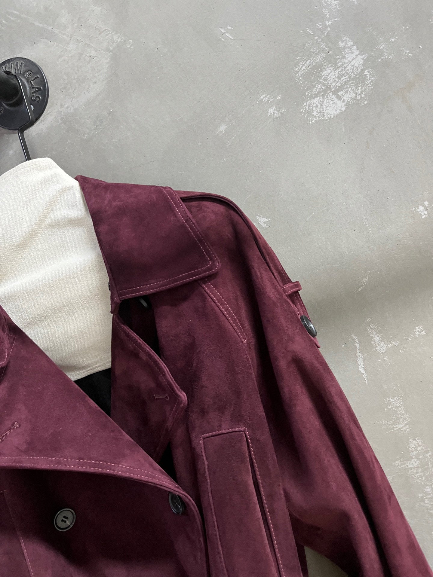 Women Suede Genuine Leather Trench Coat Jacket with Belt