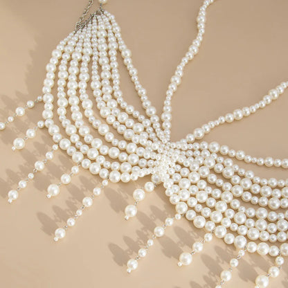 Multi-Layer Faux Pearl Bikini Chest Chain Set