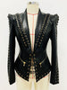 Women slim fit lace up faux leather jacket
