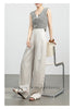 High waist wide leg linen pants for women