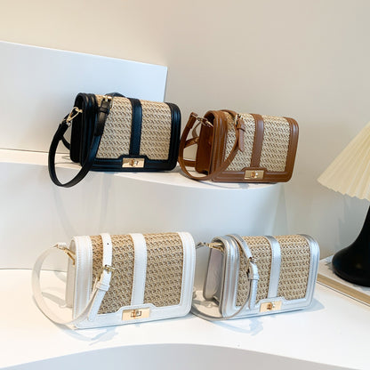 Small Woven Straw Crossbody Bag Summer Beach Purse