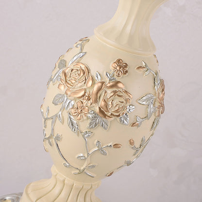 European lace rose bedside table lamp