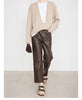 Women’s High Rise Genuine Straight Leather Pants Brown