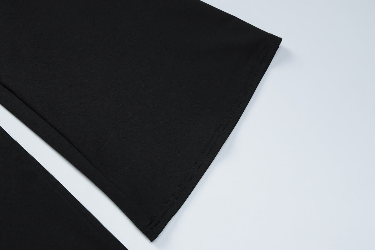 Lace Wrapped Chest Button Top with Long Pants