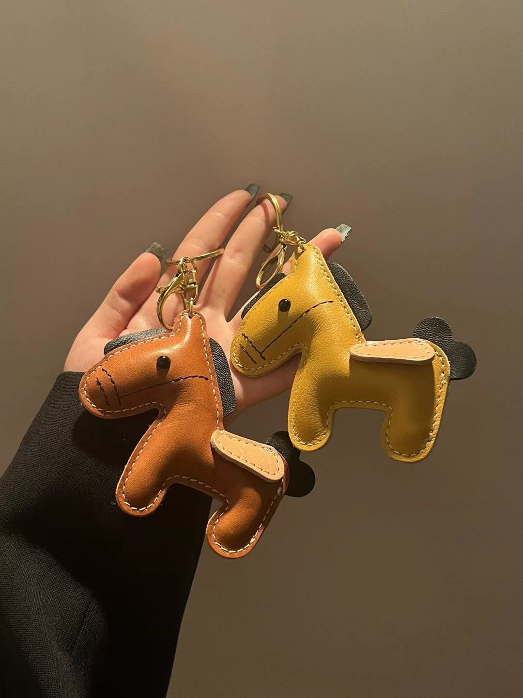 Leather horse keychain cute pony bag charm gift accessory