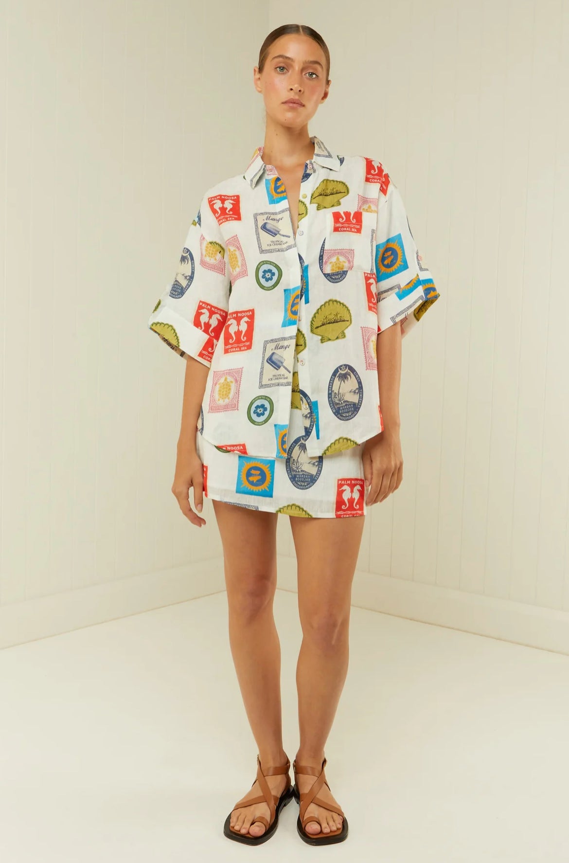 Printed Button Up Shirt and Skirt Set Women’s Summer Beach Outfit