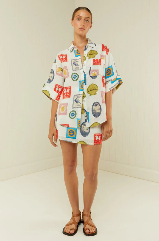 Printed Button Up Shirt and Skirt Set Women’s Summer Beach Outfit