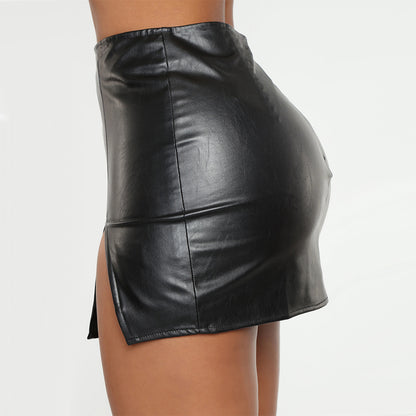 Split Hem Leather Skirt