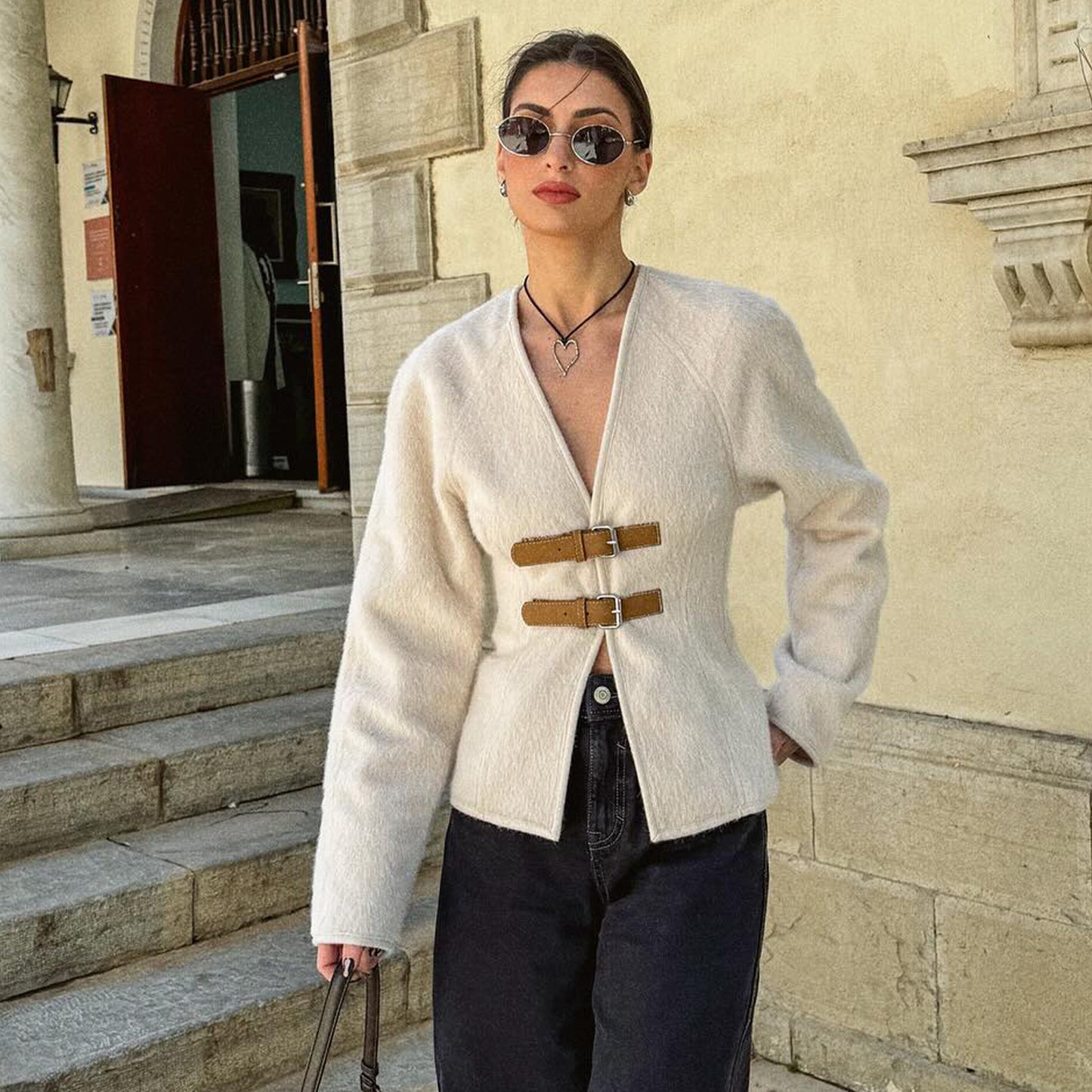 Women’s Buckle Front Soft Belted Jacket