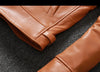 Men's Cowhide Leather Jacket Brown Slim Fit