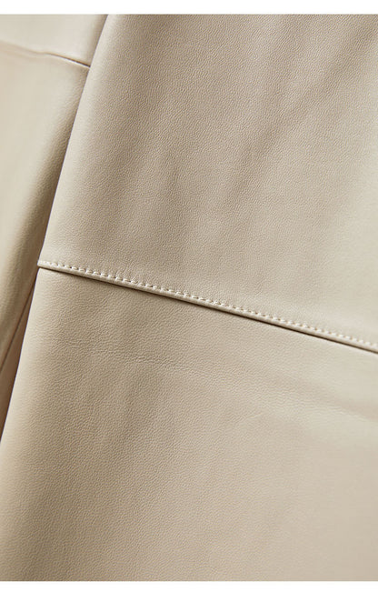 High Rise Leather Elephant Style Pants Straight Leg Midi Culotte