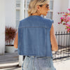 Women's Flap Pocket Sleeveless Denim Vest