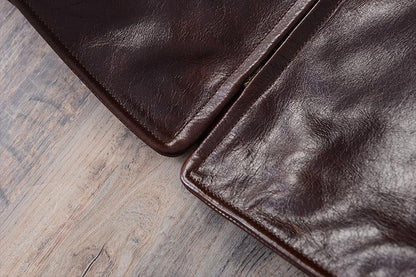 Men Waxed Leather Motorcycle Jacket
