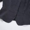Women Navy Blue Pinstripe Blazer Skirt Set Two-Piece Outfit