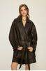 Women’s Oversized Leather Bomber Jacket Moto Trench Coat