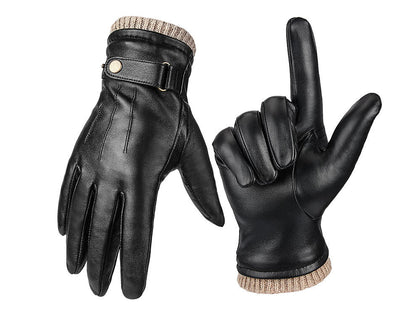 Men's leather gloves with fleece lining
