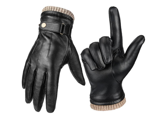 Men's leather gloves with fleece lining