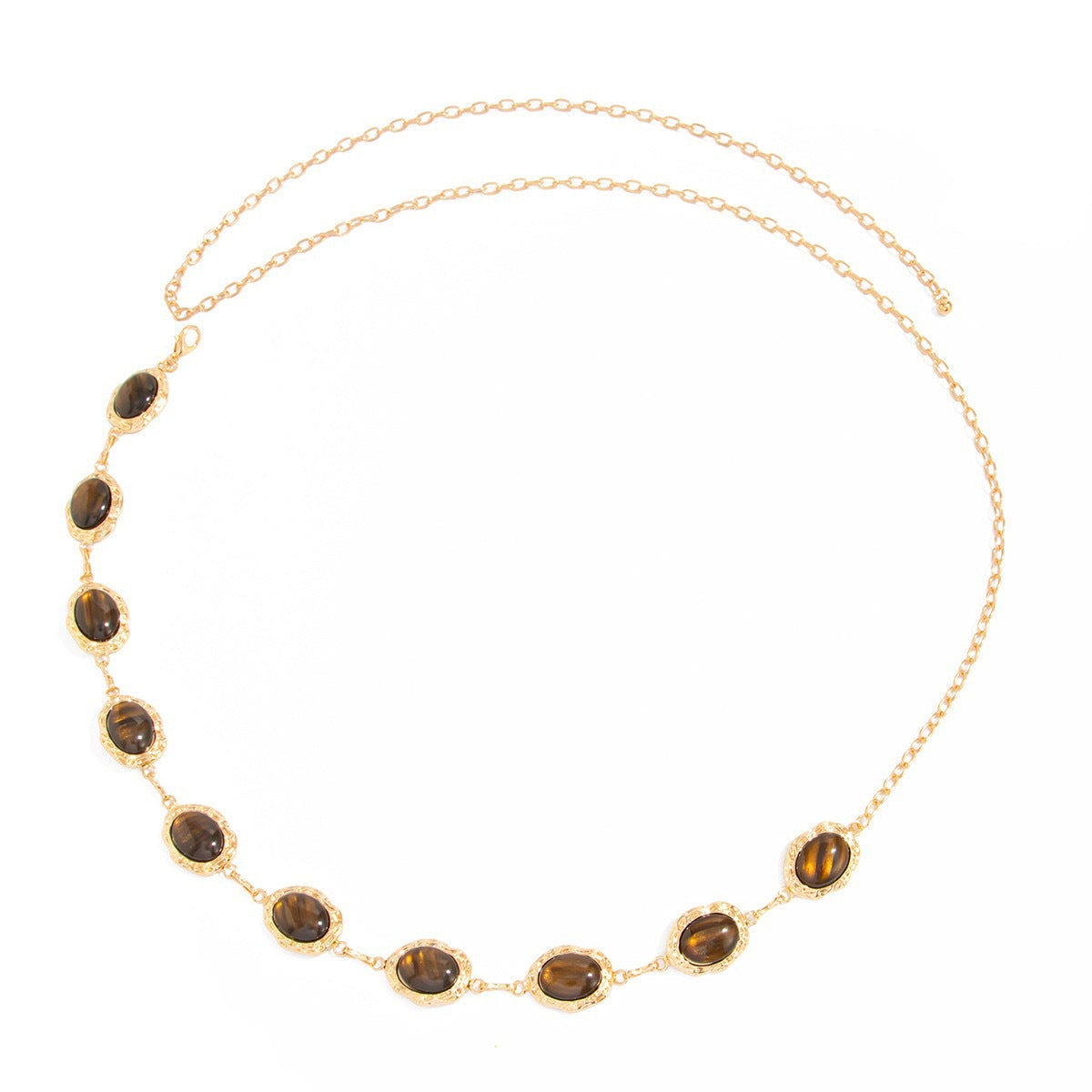 Women’s Gold Tone Oval Stone Chain Belt
