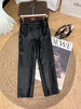 Women Leather Cropped Harem Straight Leg Pants