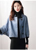 Retro distressed leather bomber jacket women