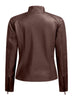 Brown Jacket for Women Slim Fit Faux Leather Motorcycle Biker