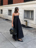 Black spaghetti strap high waist a-line maxi dress for summer wear