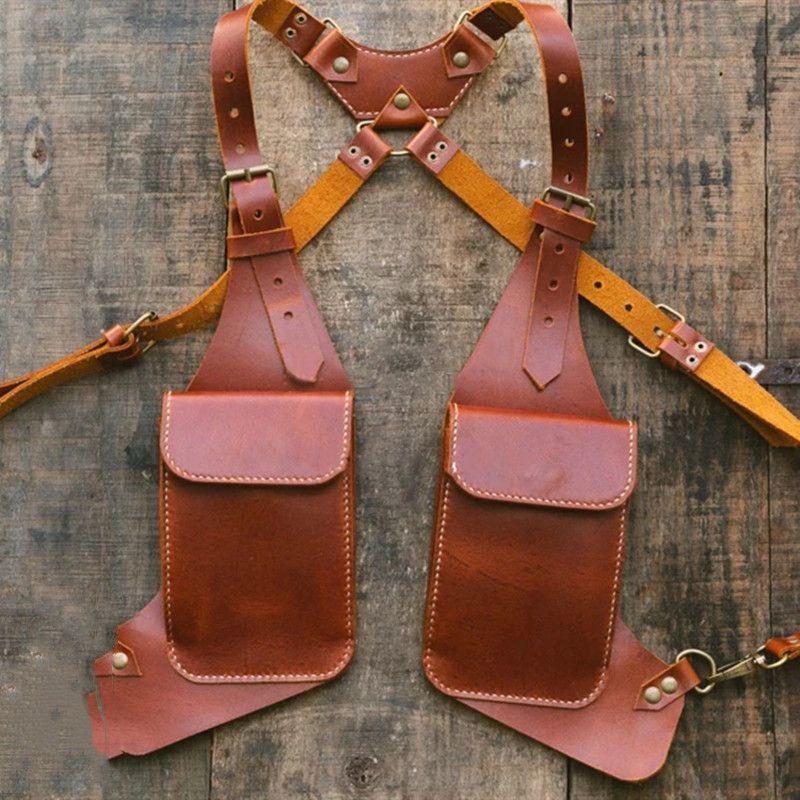 Double Shoulder Holster Bag Steampunk Harness Wallet